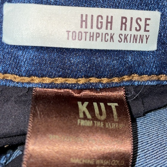 KUT from the Kloth High Rise Toothpick Skinny Women's Blue Jeans.  Size 8. - Picture 4 of 14